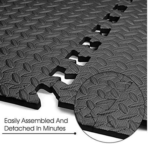 Black Leaf Eva Gym Mat Set 4 Pcs