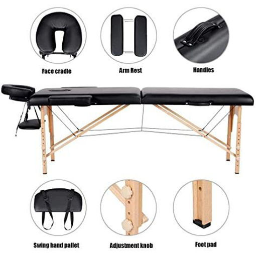 Massage Table Folding Massage Bed Spa Bed 84 Adjustable 2 Fold