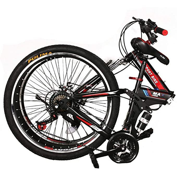 Land Rover Sturdy Carbon Steel Foldable Bicycle, Black & Red