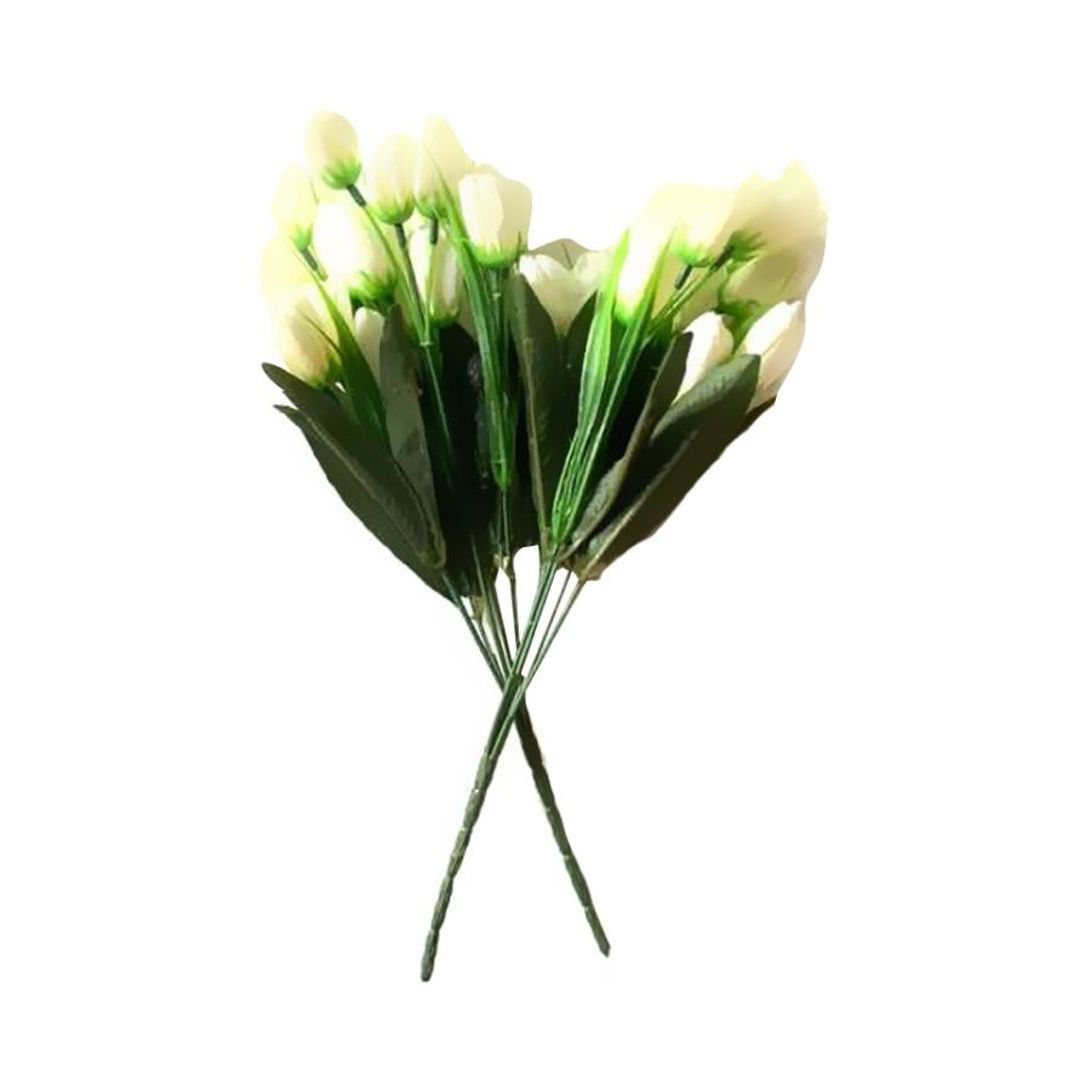 Artificial Decorative Flower Set, Green & White, 2 pcs