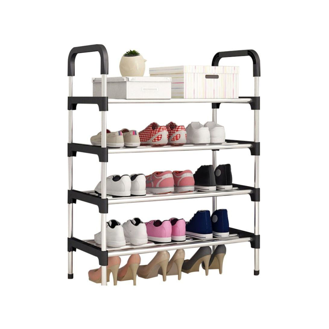  Shoe  Rack Organizer  Black  Silver