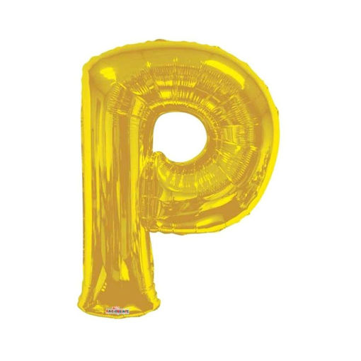 Alphabetic Letter P Shaped Foil Balloon Gold