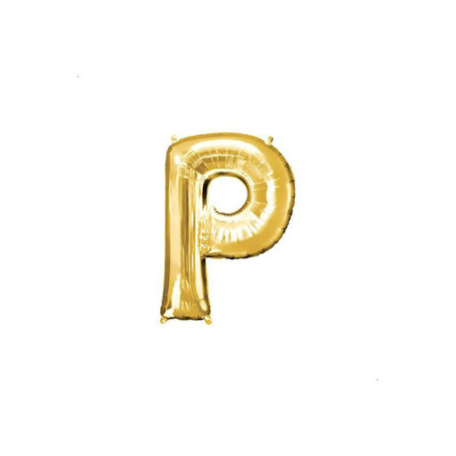 Shining Alphabetic Letter P Hanging Foil Balloon Gold Large