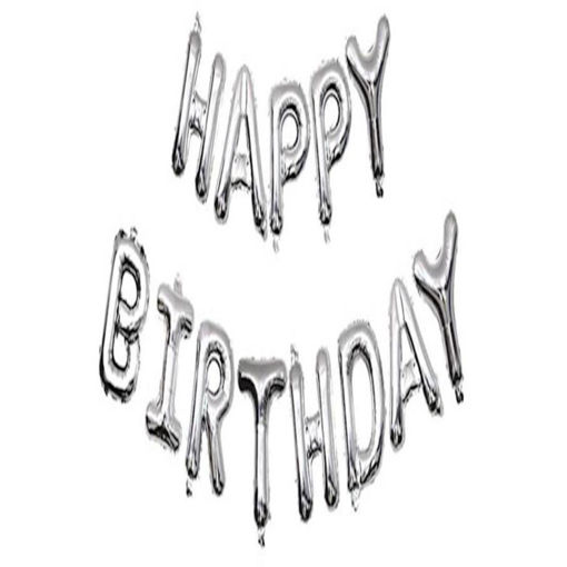 alphabetic letter happy birthday foil balloon silver 40 cm 13 pcs