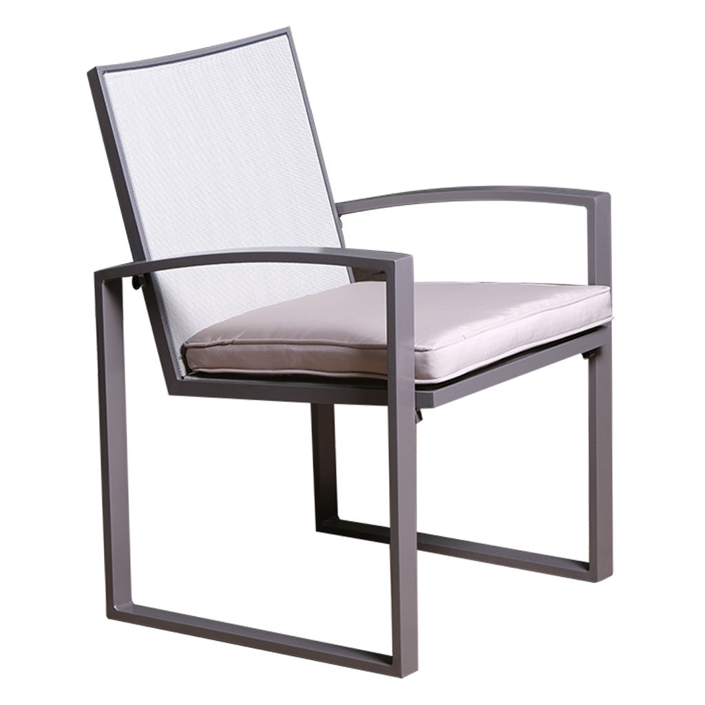 Outdoor Garden Aluminium Dining Table with 6 Cushioned Chairs, Beige