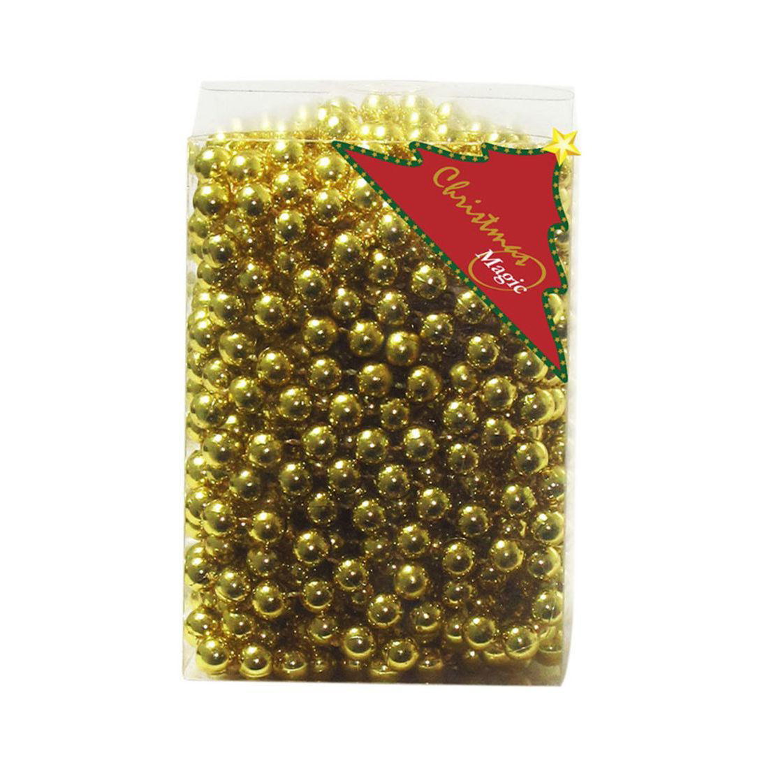 Christmas Tree Beads Garland, Gold, 10 m