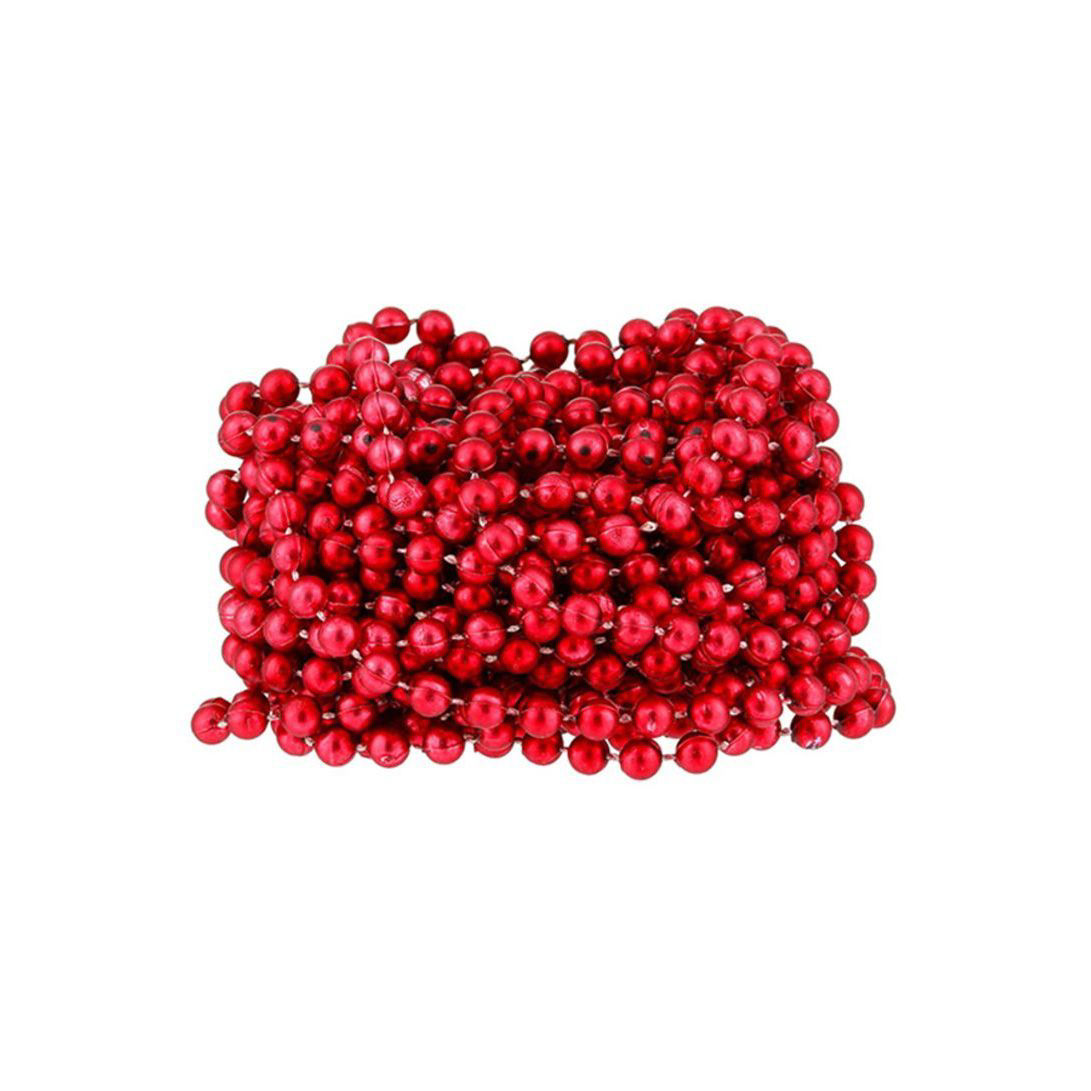 Christmas Tree Beads Garland, Red, 10 m