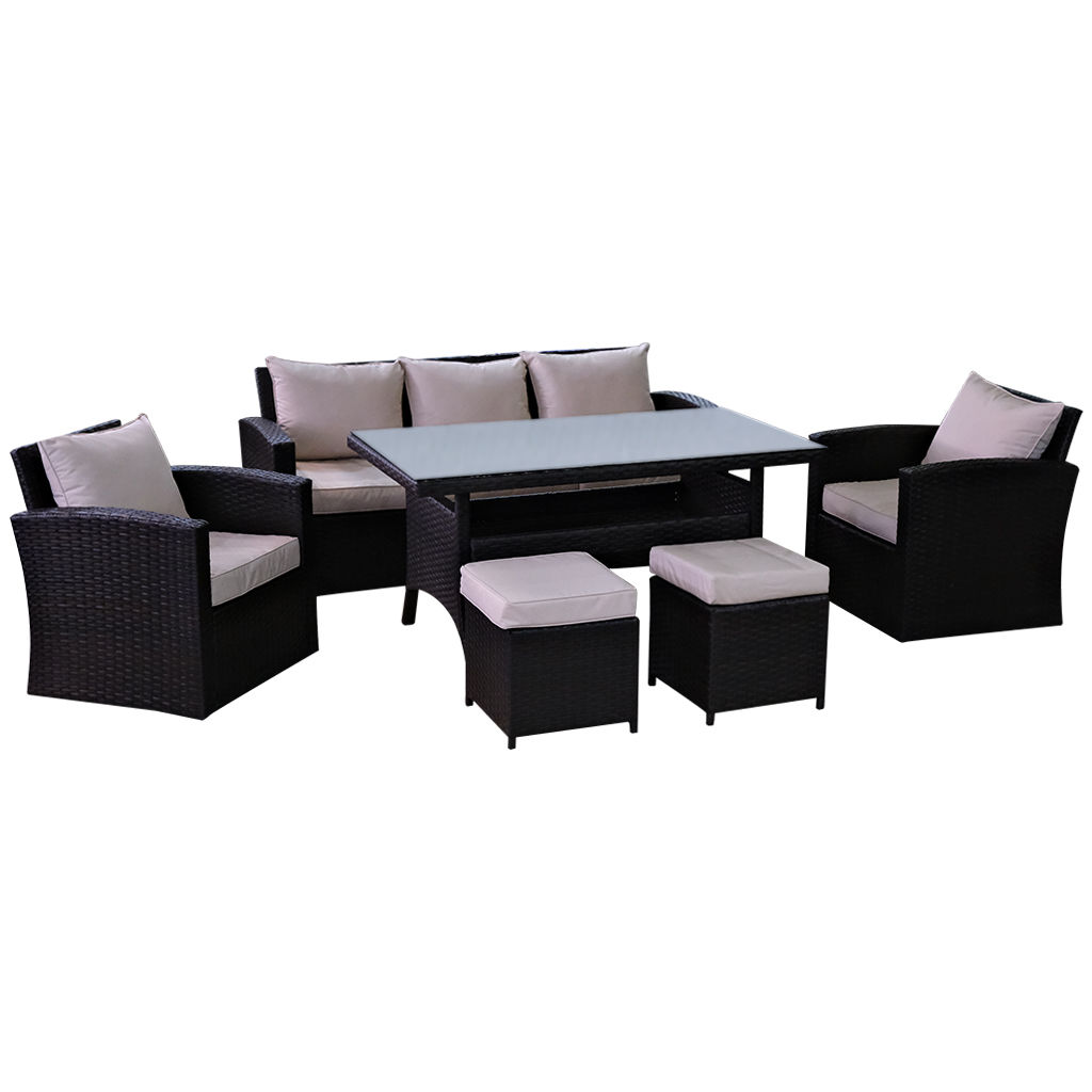 Outdoor Rattan 7 Seater Sofa Set, White