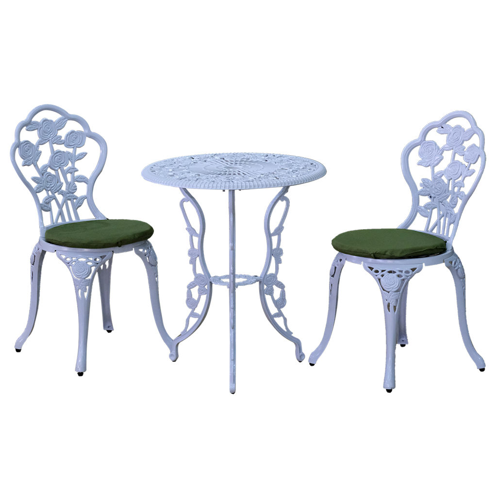 Outdoor Cast Aluminium 2 Seater Table, White
